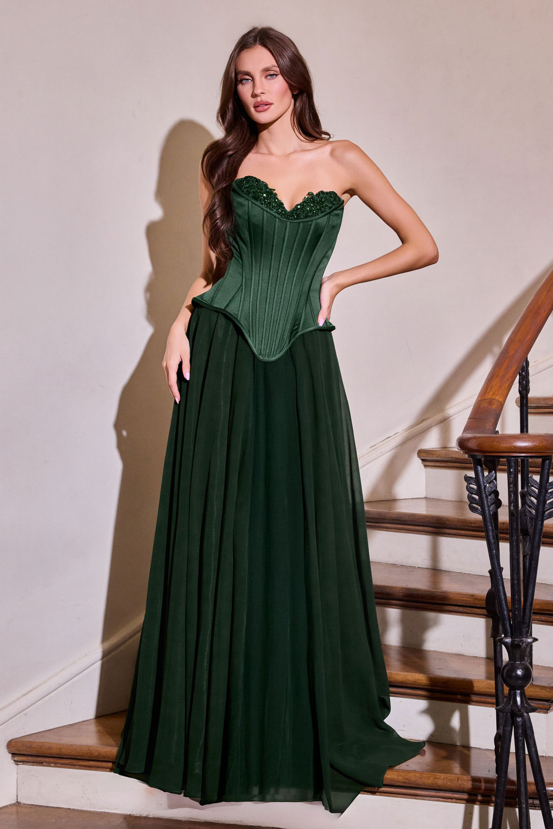 Chiffon Strapless A-line Gown by Ladivine J891