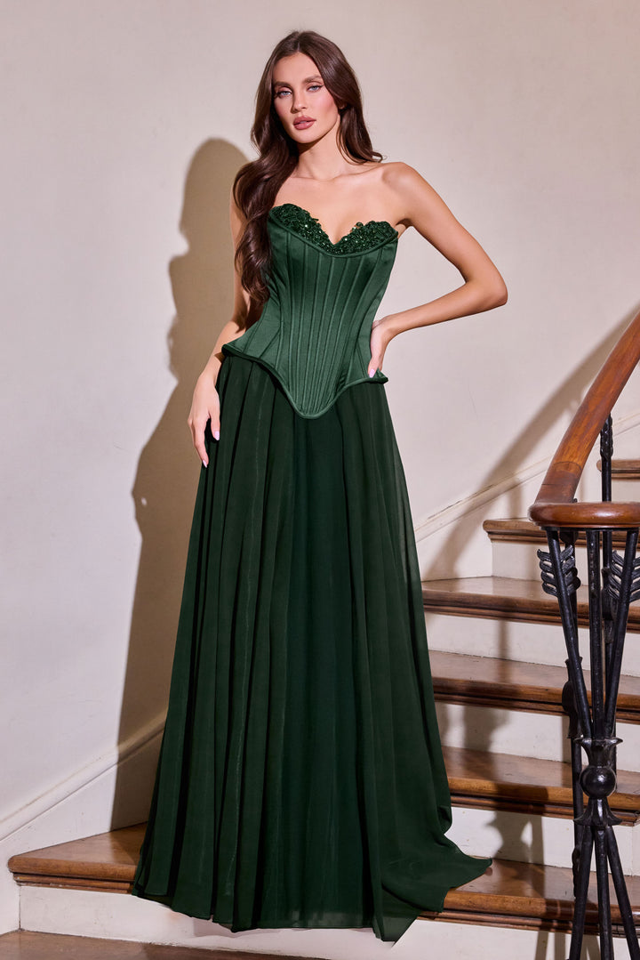 Chiffon Strapless A-line Gown by Ladivine J891