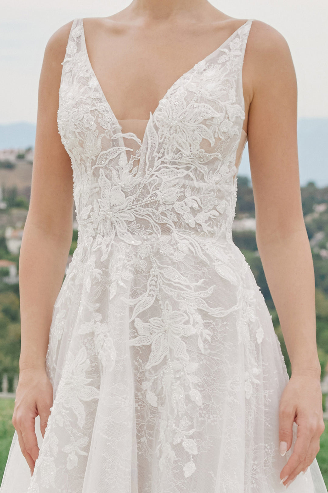 Applique V-Neck A-line Bridal Gown by Nox Anabel JE1060L