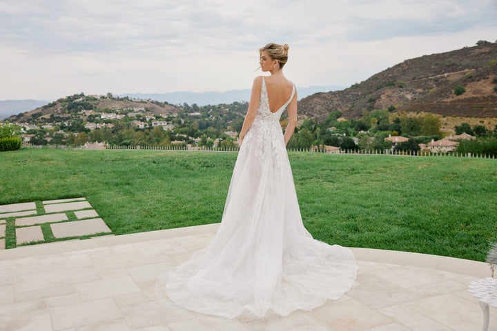 Applique V-Neck A-line Bridal Gown by Nox Anabel JE1060L