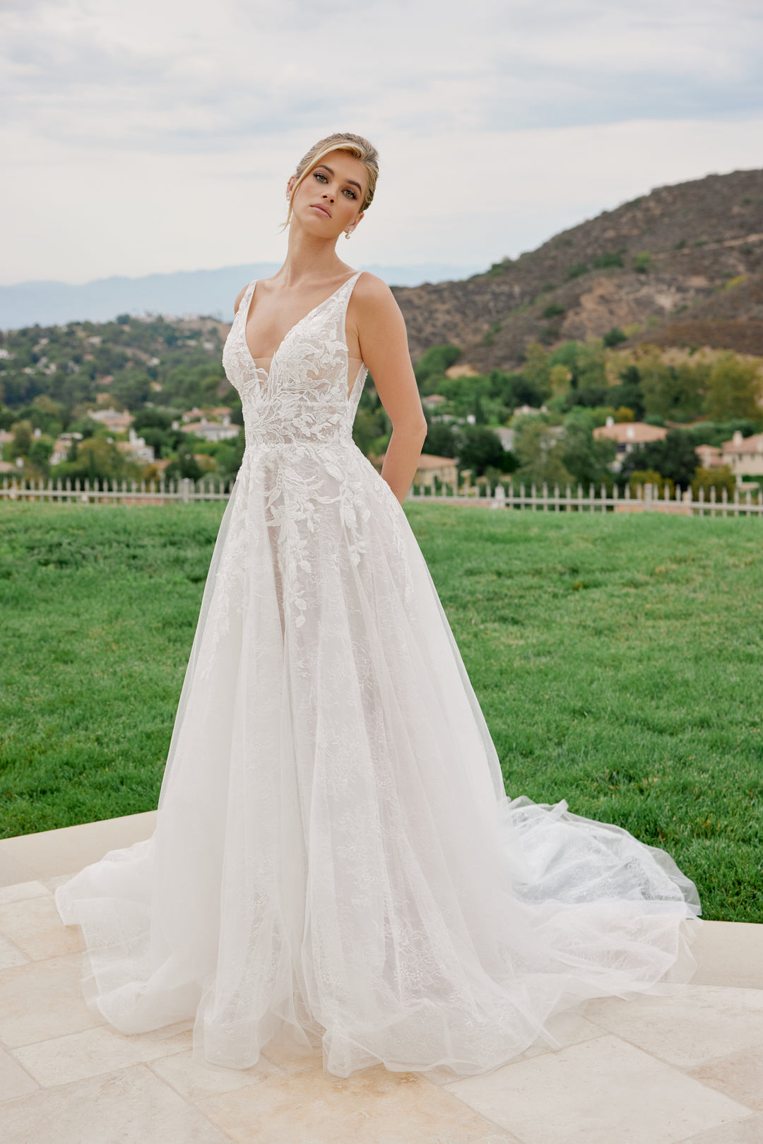 Applique V-Neck A-line Bridal Gown by Nox Anabel JE1060L