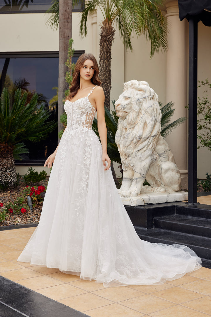 Applique Sleeveless A-line Bridal Gown by Nox Anabel JE1062L