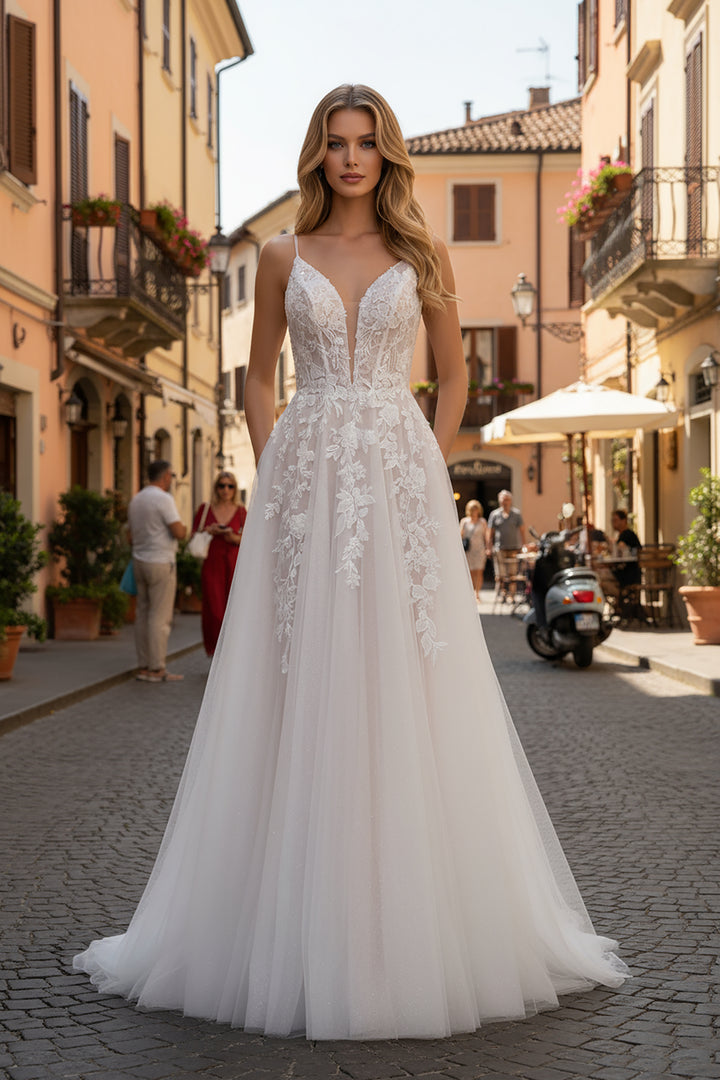 Applique Sleeveless A-line Bridal Gown by Nox Anabel JE1072L