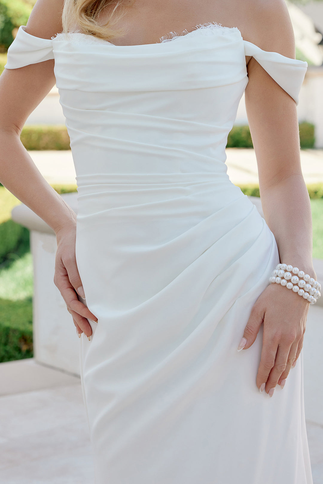 Fitted Off Shoulder Bridal Gown by Nox Anabel JE1080