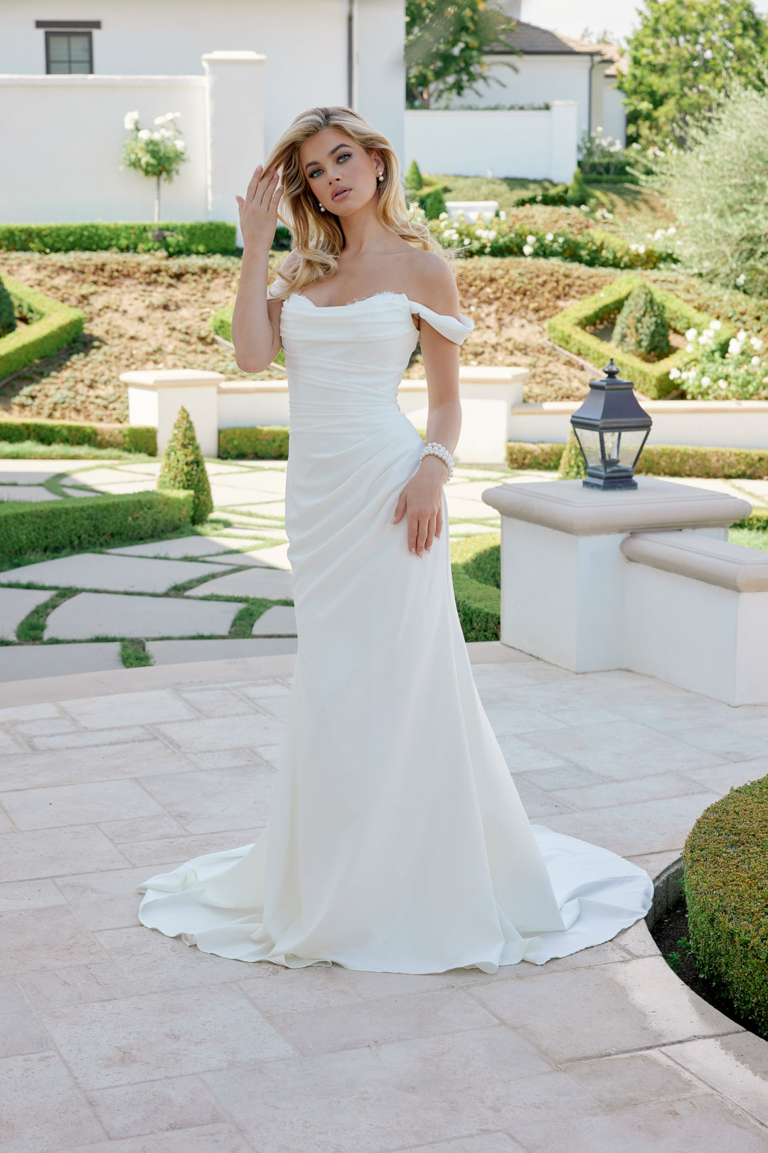 Fitted Off Shoulder Bridal Gown by Nox Anabel JE1080