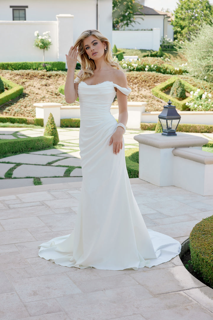 Fitted Off Shoulder Bridal Gown by Nox Anabel JE1080