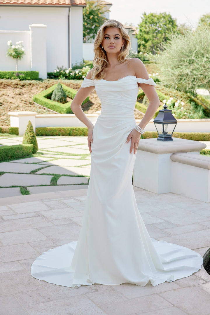 Fitted Off Shoulder Bridal Gown by Nox Anabel JE1080