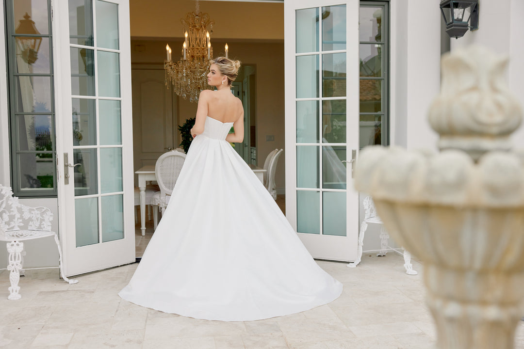 Strapless A-line Slit Bridal Gown by Nox Anabel JE1082