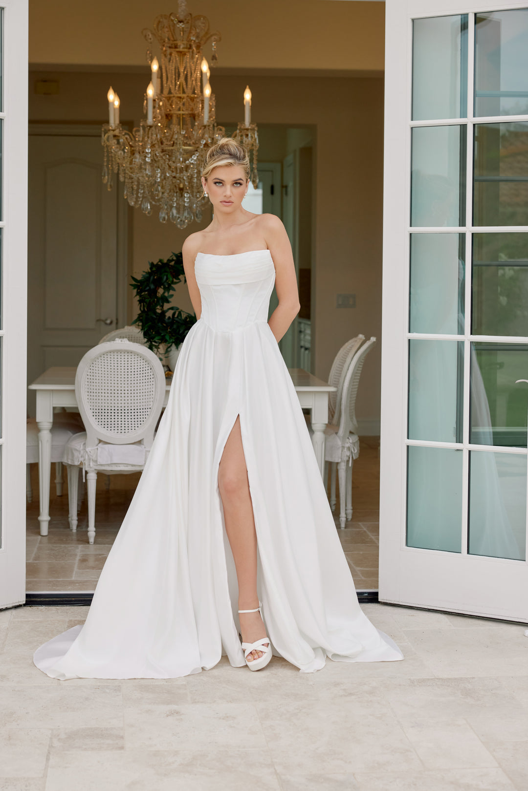 Strapless A-line Slit Bridal Gown by Nox Anabel JE1082