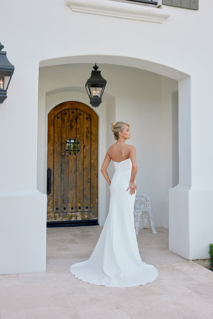 Fitted Strapless Slit Bridal Gown by Nox Anabel JE1083