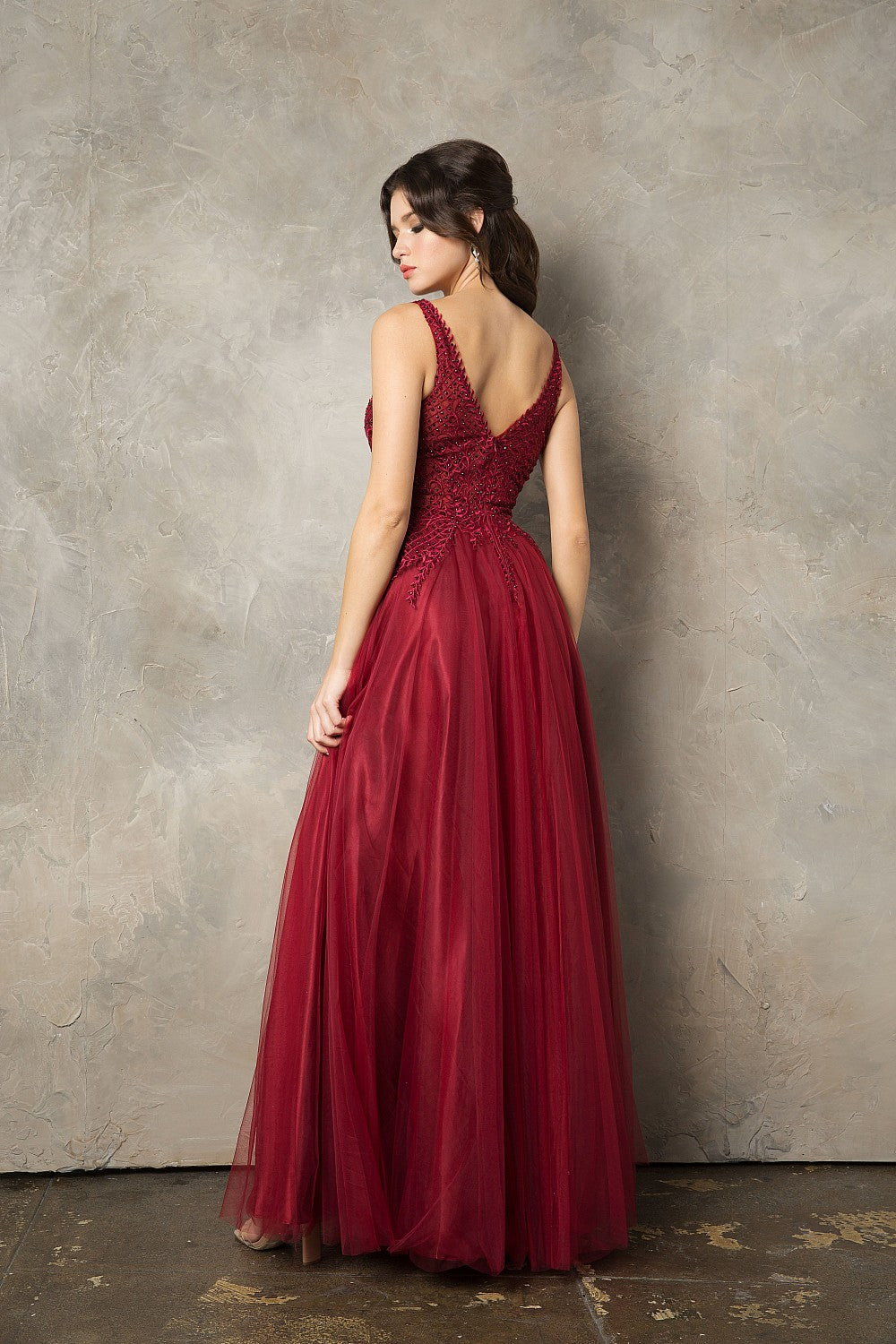 Embroidered Sleeveless A-line Tulle Gown by Juno 0933