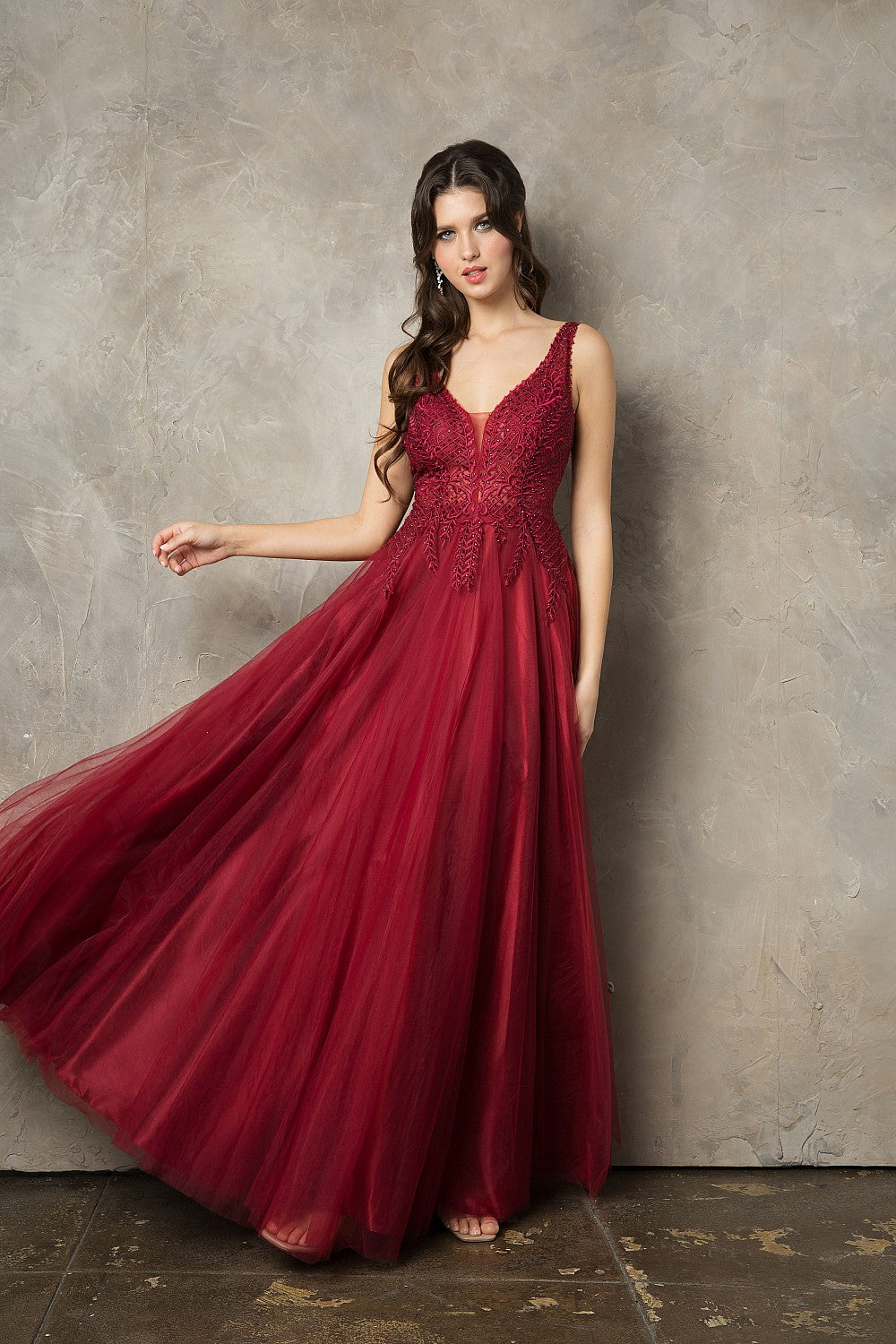 Embroidered Sleeveless A-line Tulle Gown by Juno 0933 - Outlet