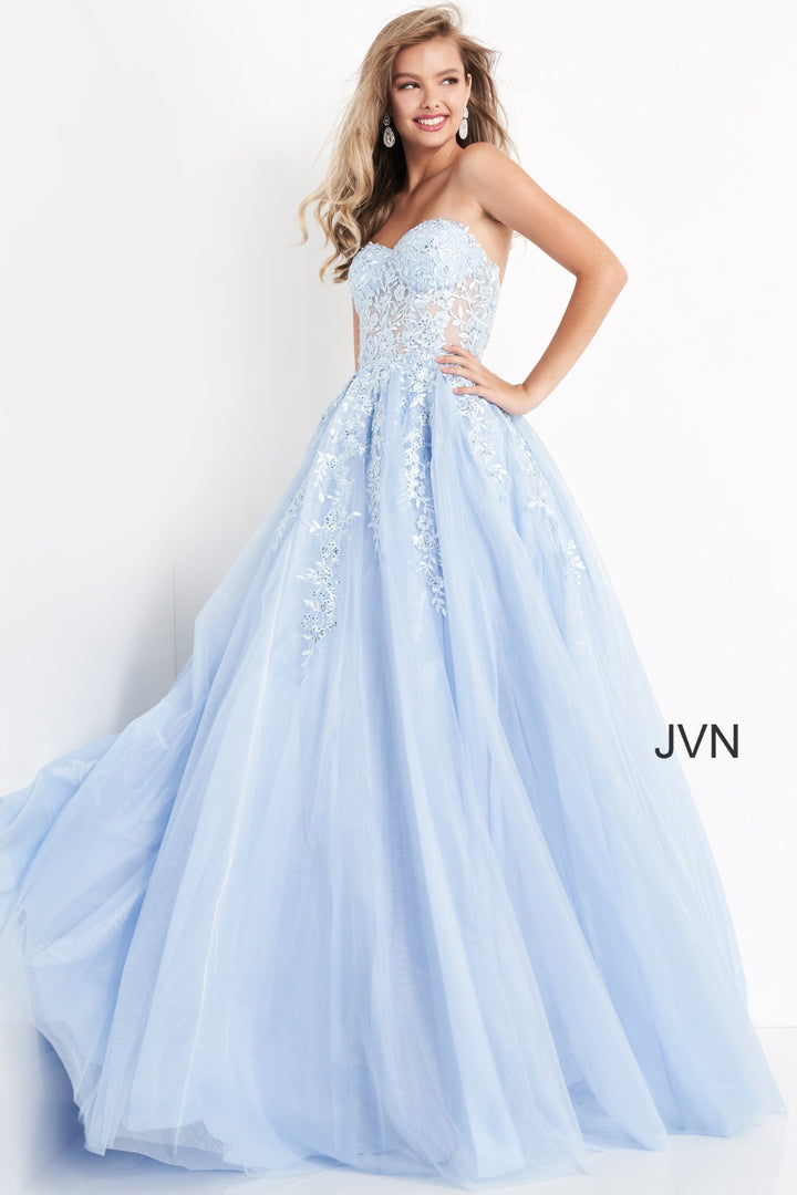 Tulle Strapless A-line Gown by Jovani 00915