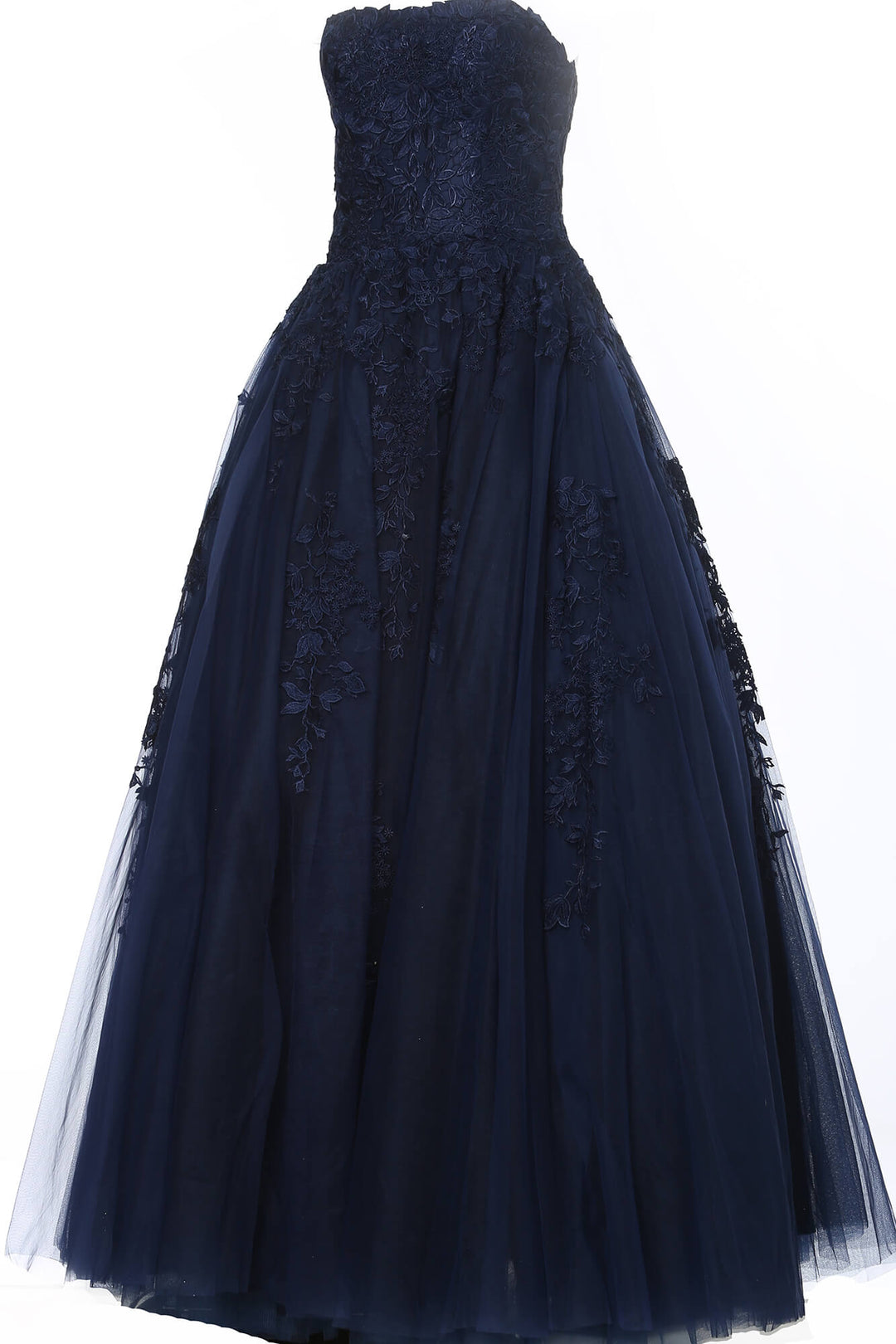 Floral Applique Strapless A-line Gown by Jovani 1831