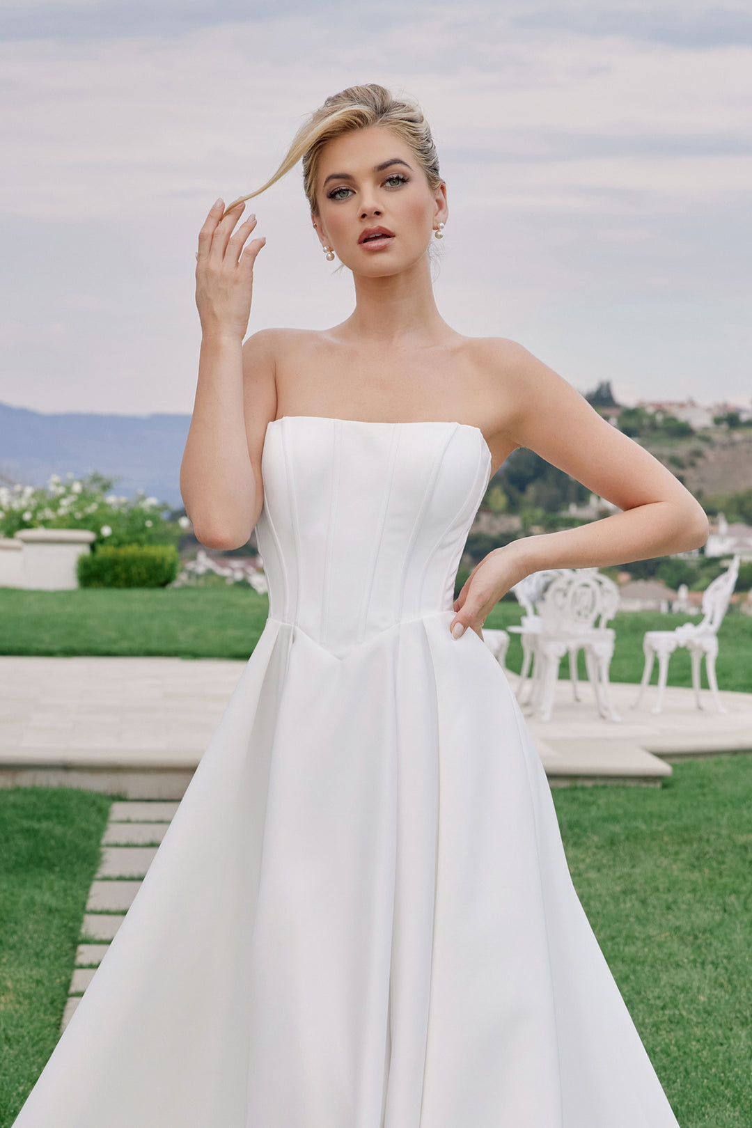 Satin Strapless A-line Bridal Gown by Nox Anabel JW1045