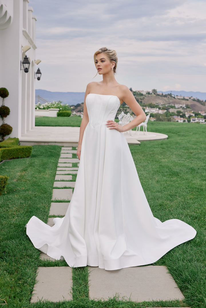 Satin Strapless A-line Bridal Gown by Nox Anabel JW1045
