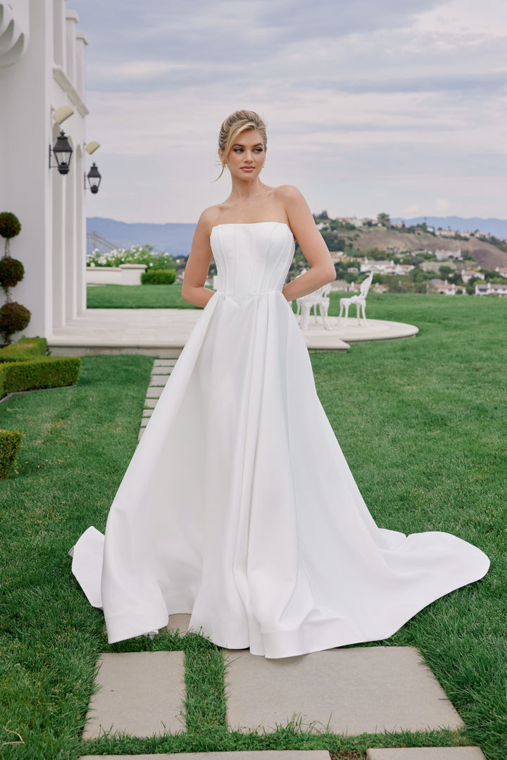 Satin Strapless A-line Bridal Gown by Nox Anabel JW1045