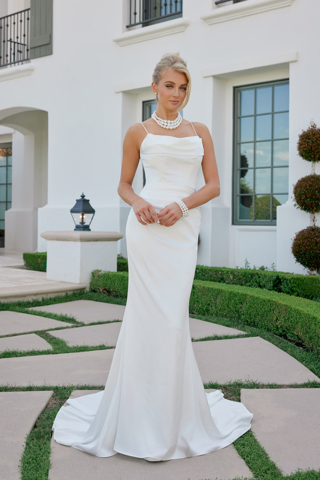 Satin Fitted Cowl Bridal Gown by Nox Anabel JW1047