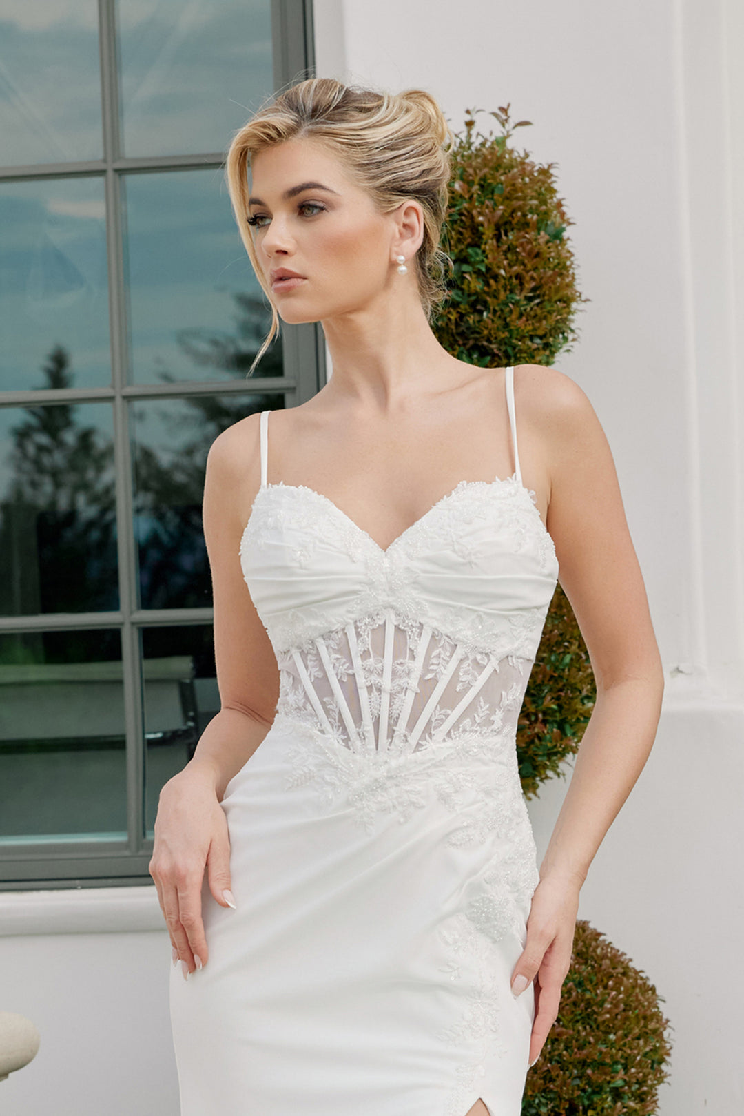 Sleeveless Slit Bridal Gown by Nox Anabel JW1050
