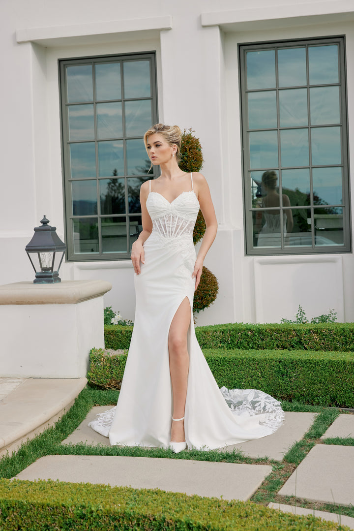 Sleeveless Slit Bridal Gown by Nox Anabel JW1050