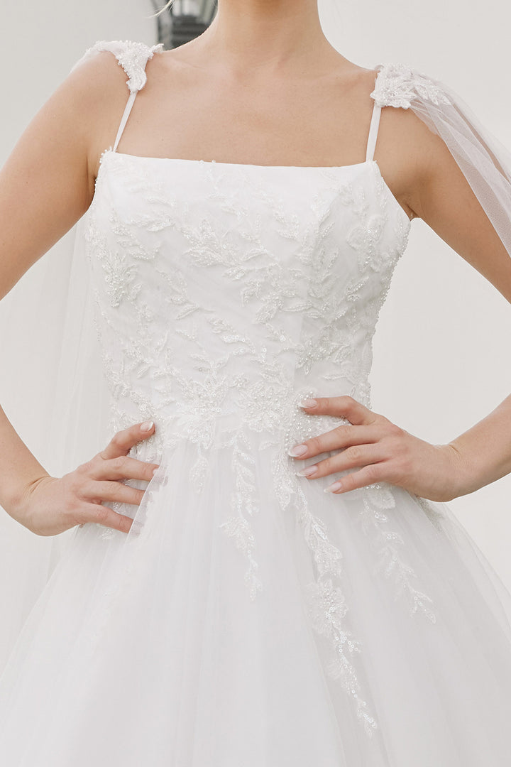 Cape Sleeve A-line Bridal Gown by Nox Anabel JW1052