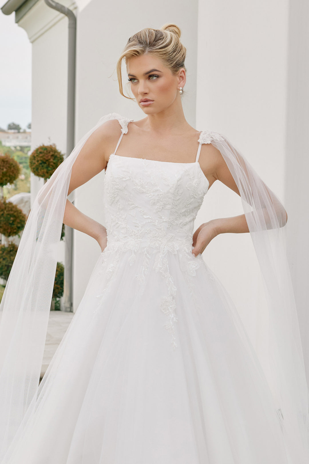 Cape Sleeve A-line Bridal Gown by Nox Anabel JW1052