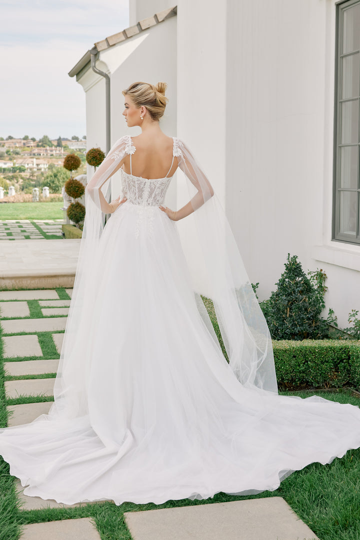 Cape Sleeve A-line Bridal Gown by Nox Anabel JW1052