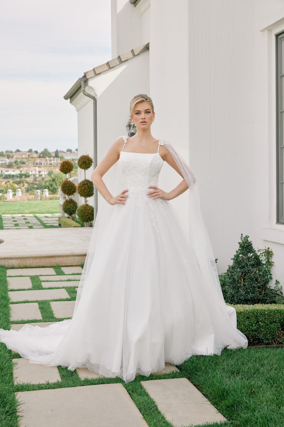 Cape Sleeve A-line Bridal Gown by Nox Anabel JW1052