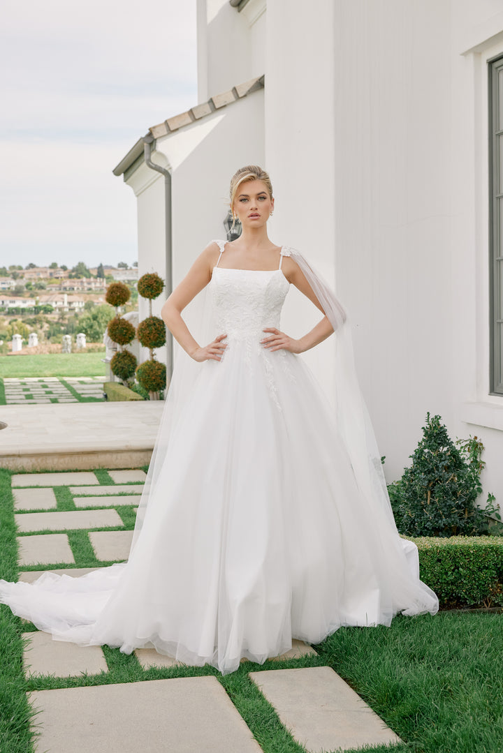 Cape Sleeve A-line Bridal Gown by Nox Anabel JW1052