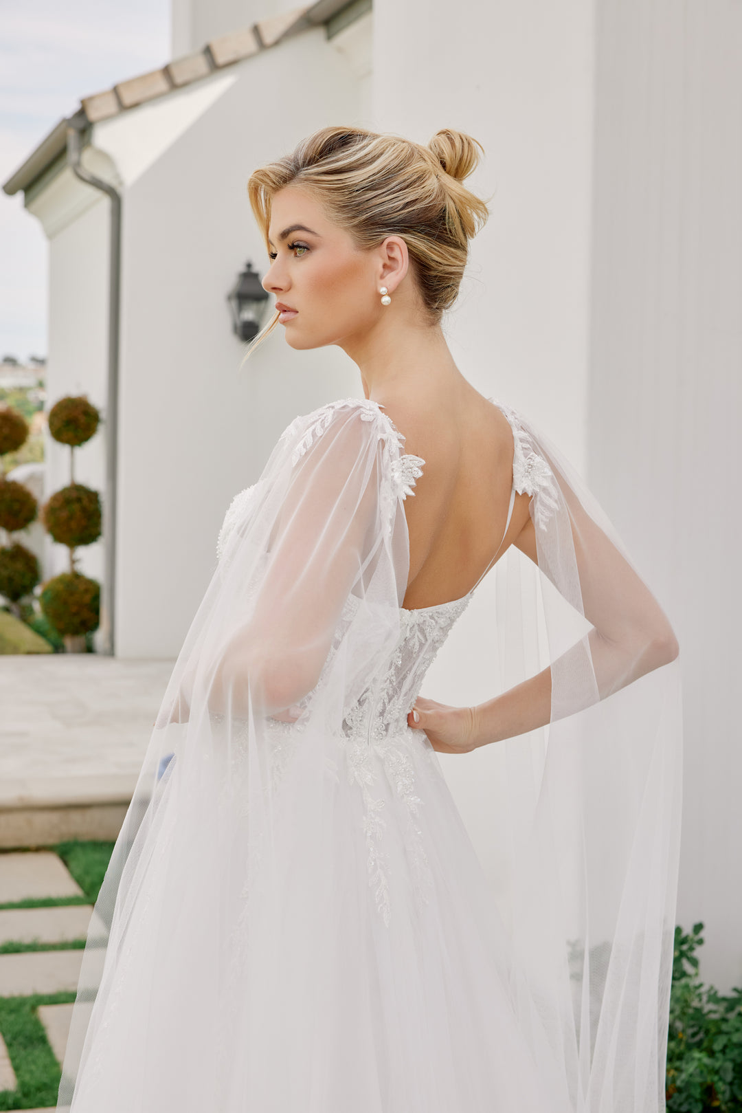 Cape Sleeve A-line Bridal Gown by Nox Anabel JW1052