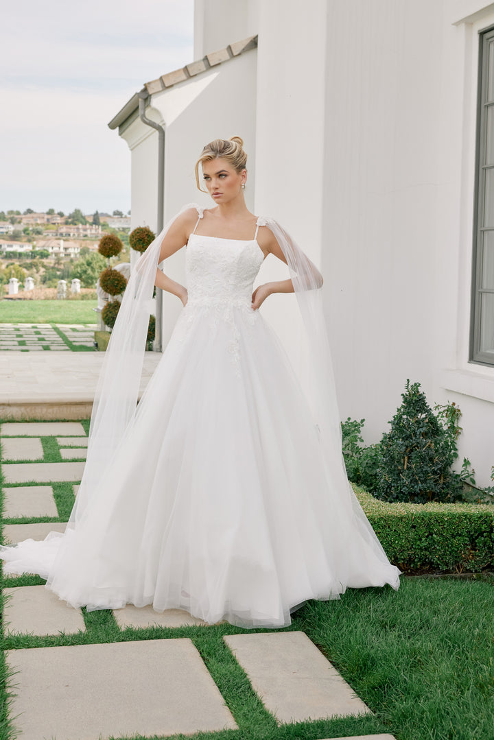 Cape Sleeve A-line Bridal Gown by Nox Anabel JW1052