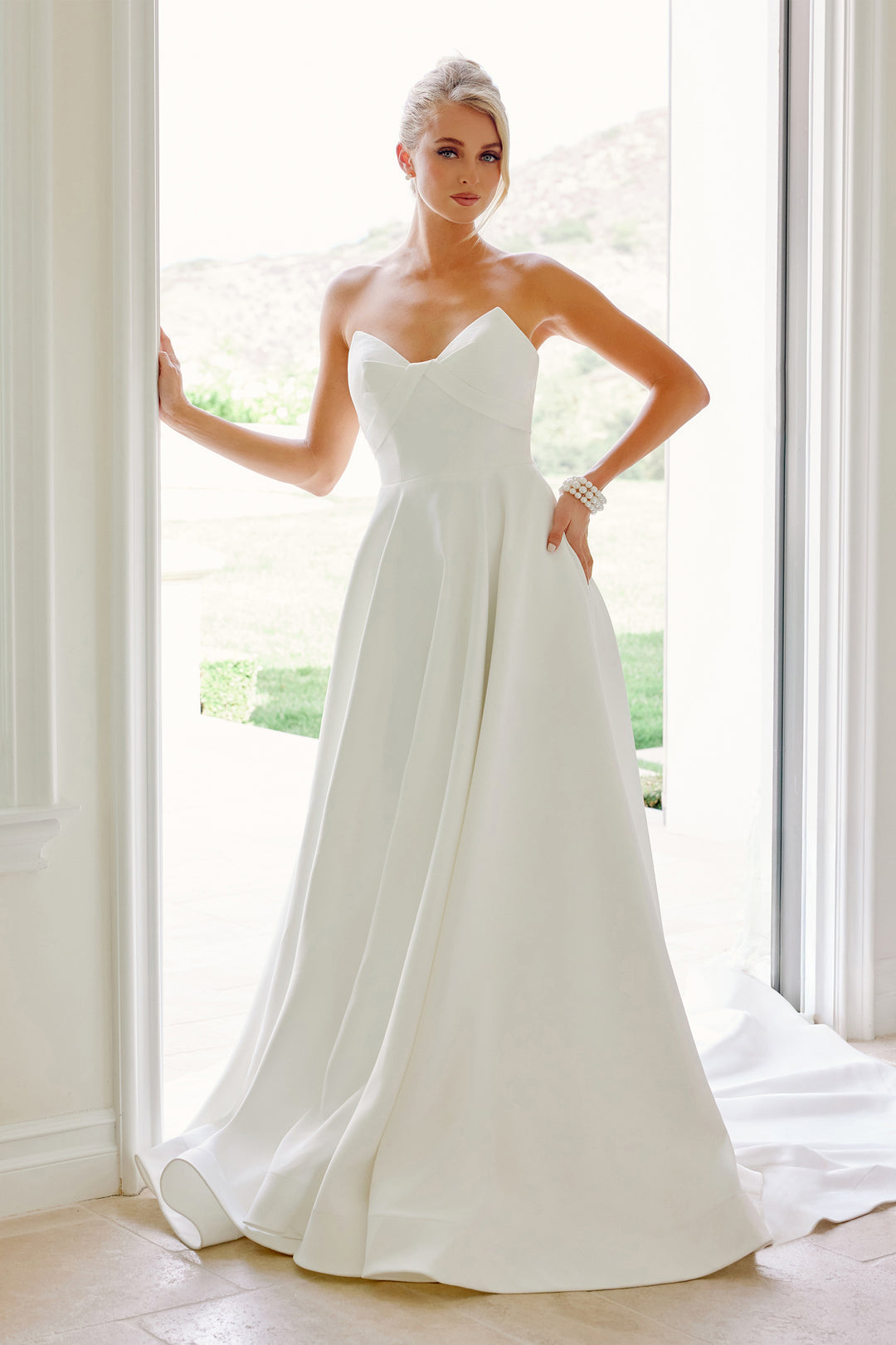 Satin Strapless A-line Bridal Gown by Nox Anabel JW1053 10 / Ivory