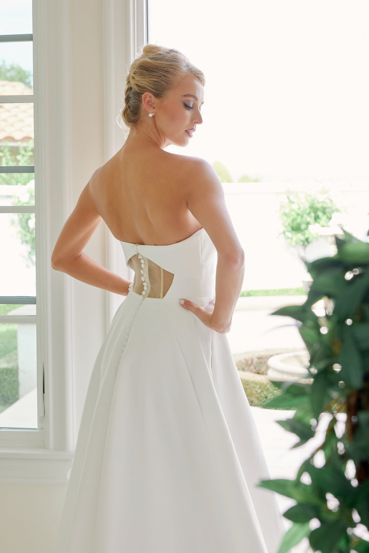 Satin Strapless A-line Bridal Gown by Nox Anabel JW1053