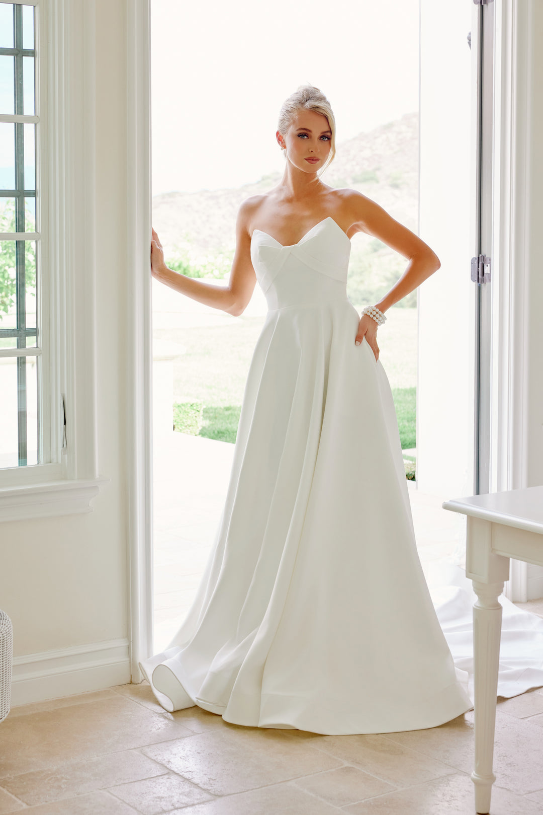 Satin Strapless A-line Bridal Gown by Nox Anabel JW1053
