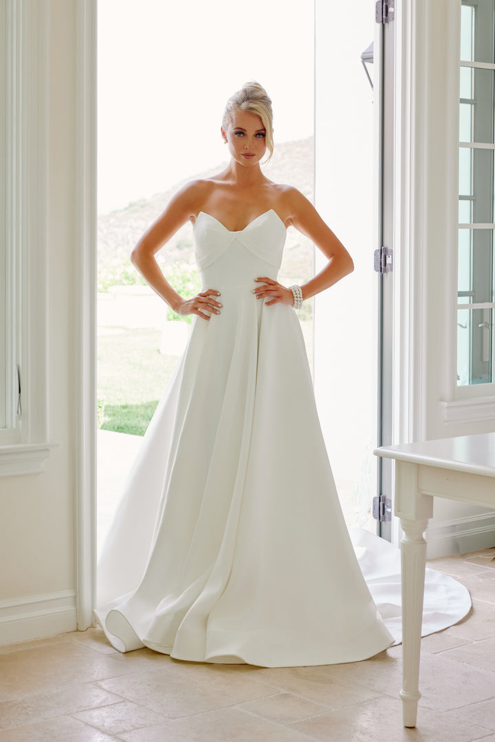 Satin Strapless A-line Bridal Gown by Nox Anabel JW1053