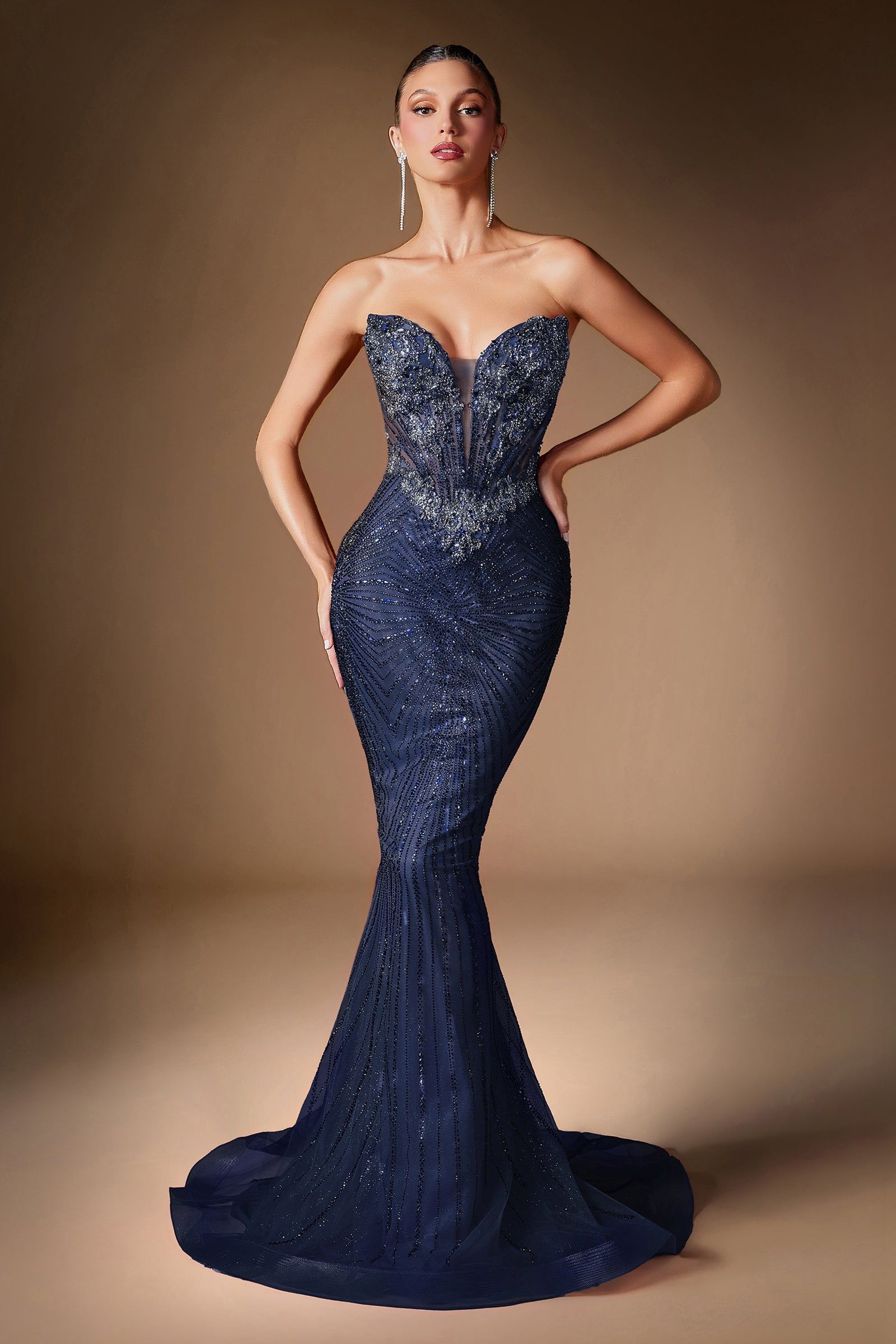 Beaded Strapless Mermaid Dress by Ladivine KV1129 – ABC Fashion