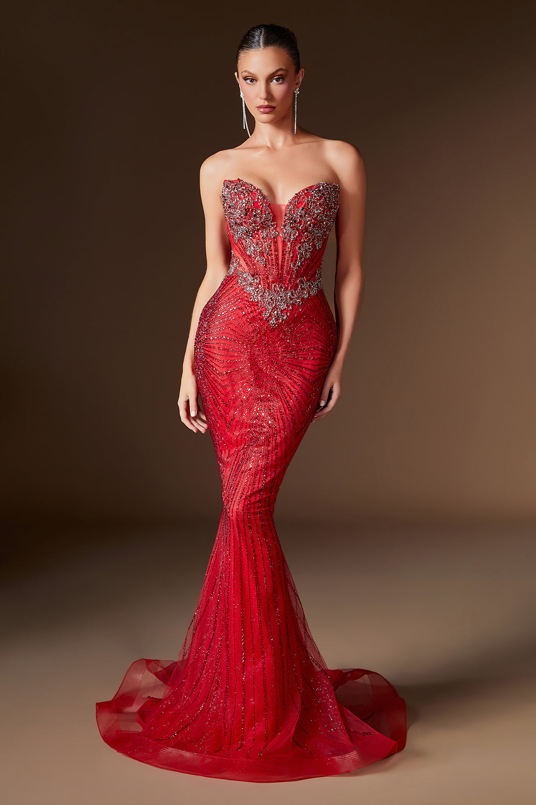Beaded Strapless Mermaid Dress by Ladivine KV1129