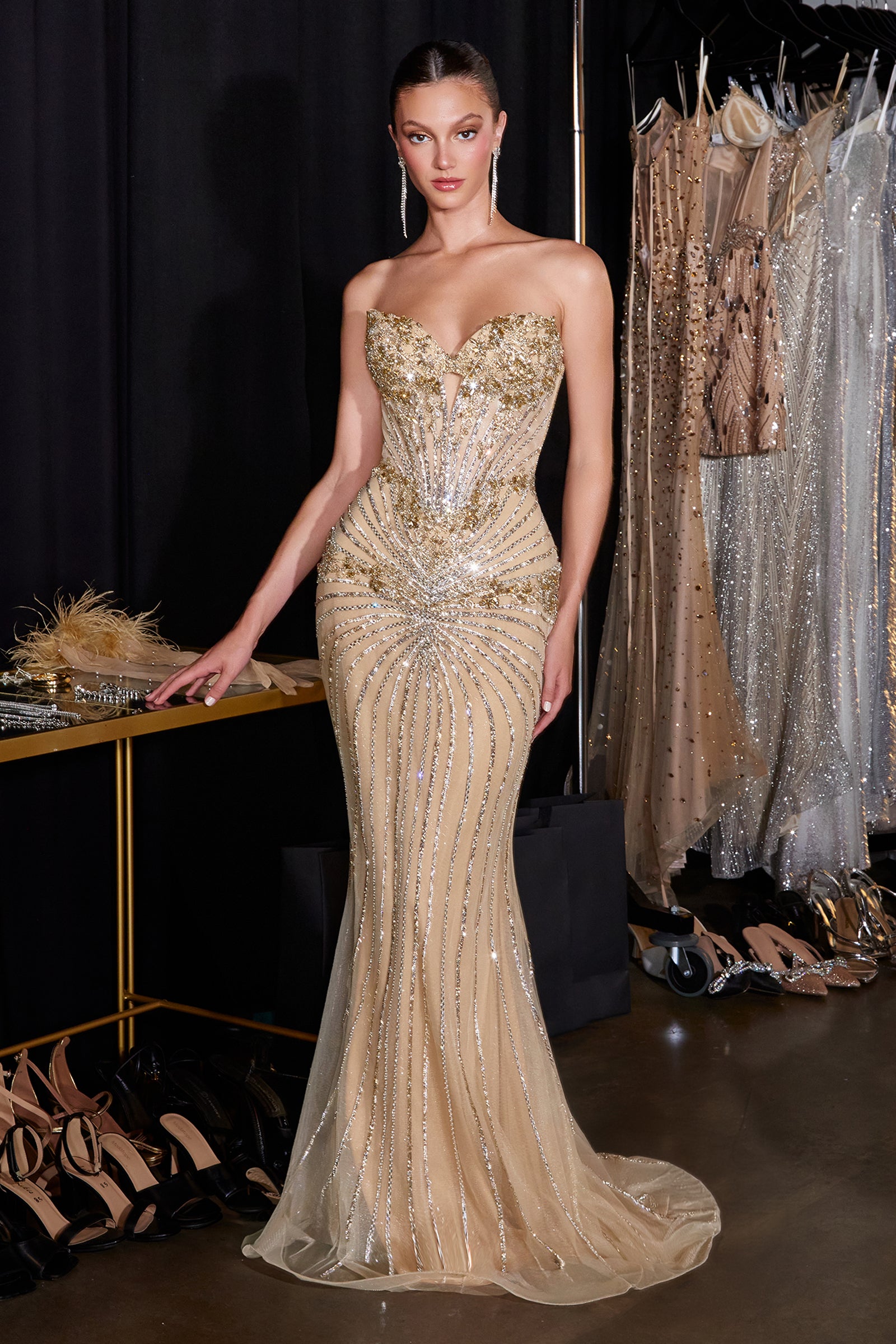 Beaded Strapless Mermaid Dress by Ladivine KV1139 – ABC Fashion