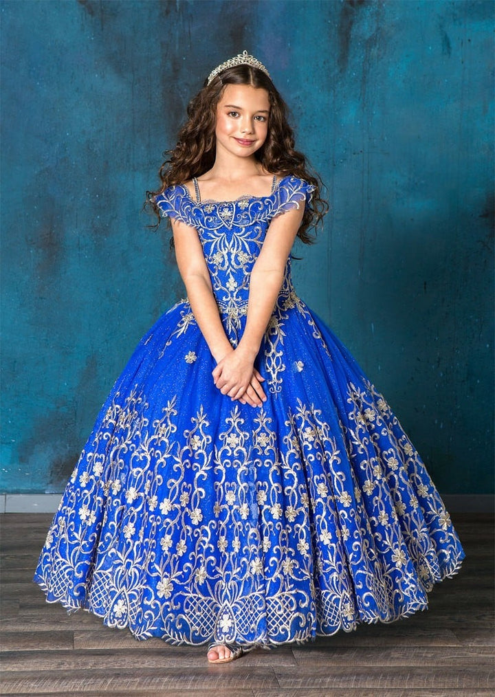 Girls Embroidered Cold Shoulder Gown by Calla KY-230