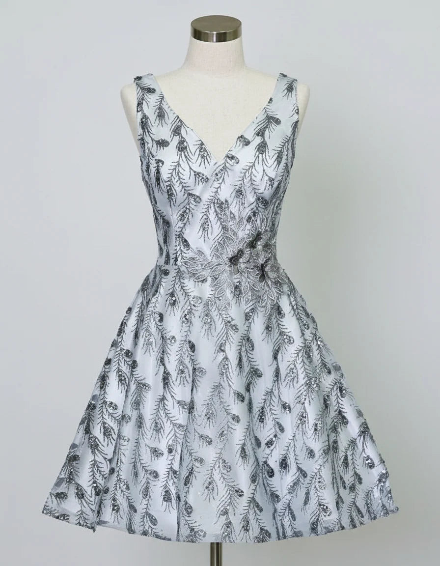 Short Glitter Print V-Neck Dress by Calla KY-72534