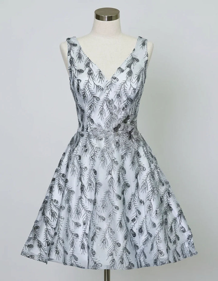 Short Glitter Print V-Neck Dress by Calla KY-72534