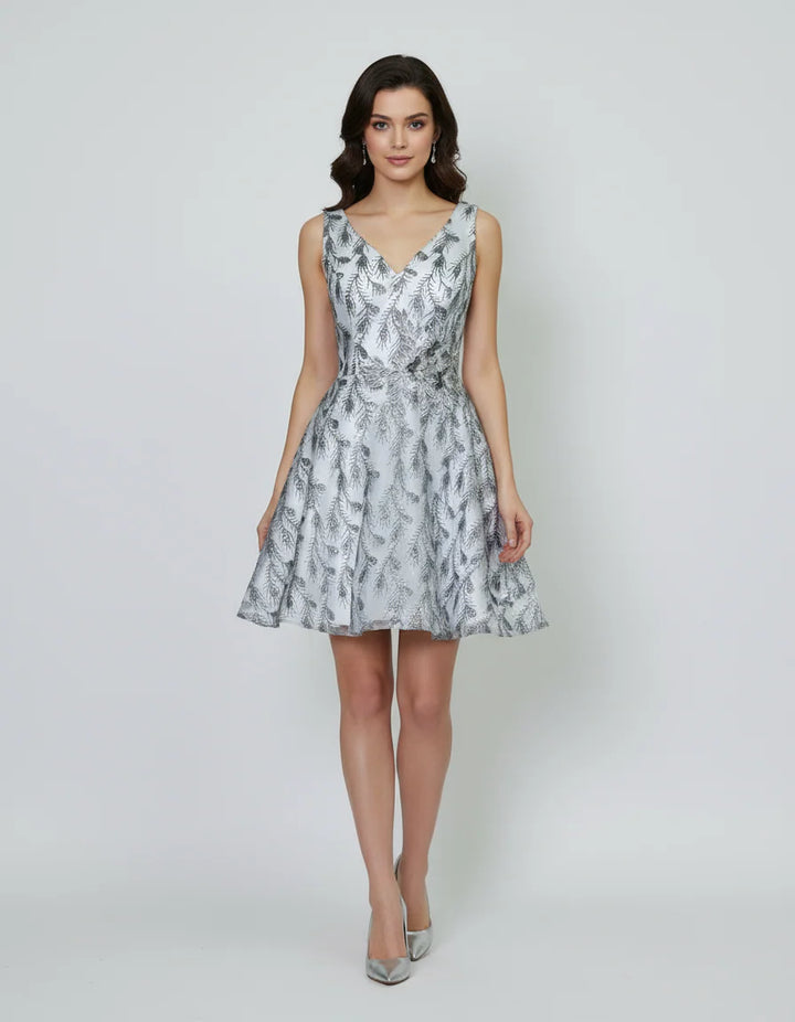Short Glitter Print V-Neck Dress by Calla KY-72534