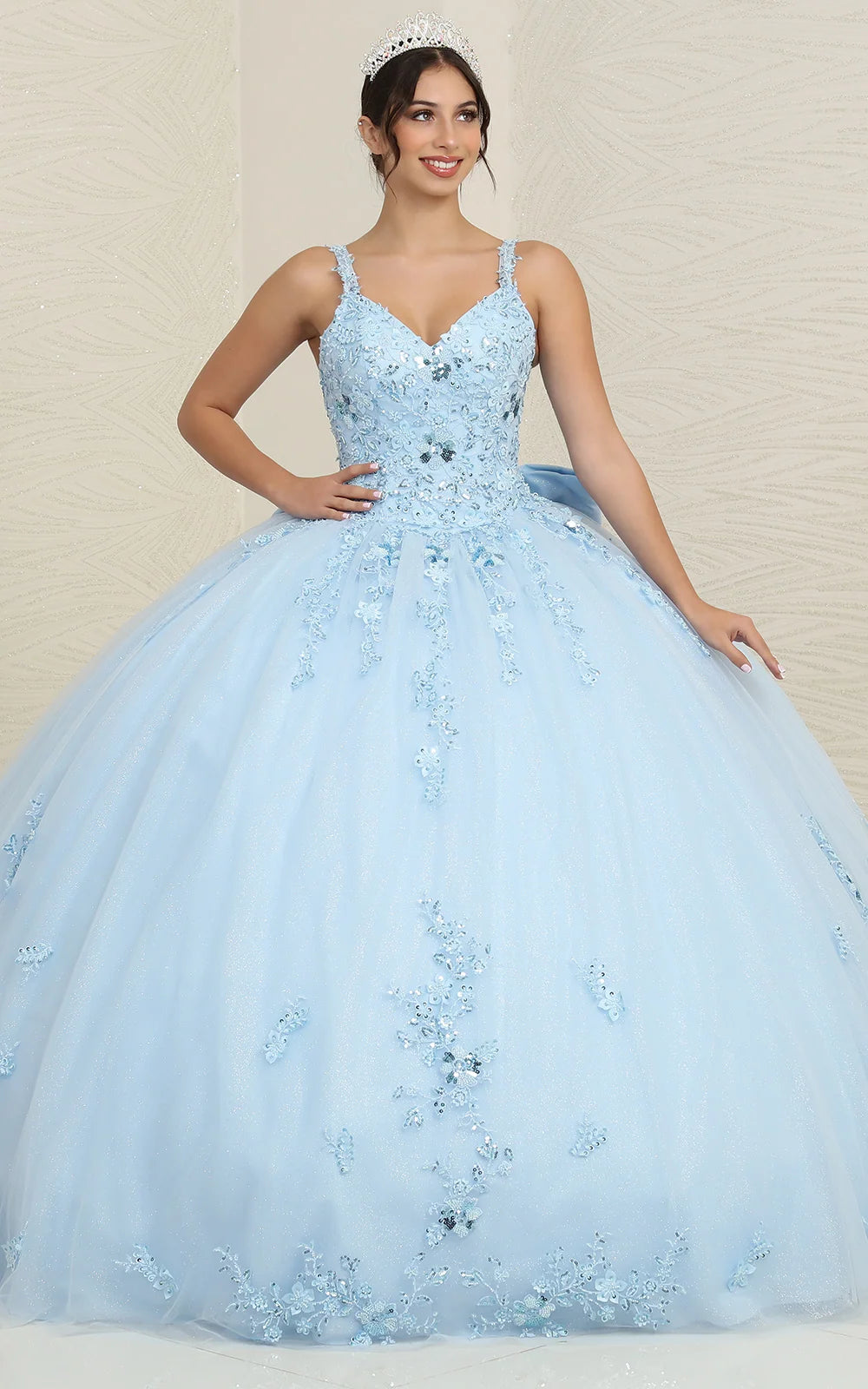 Applique Sleeveless Ball Gown by May Queen LK174