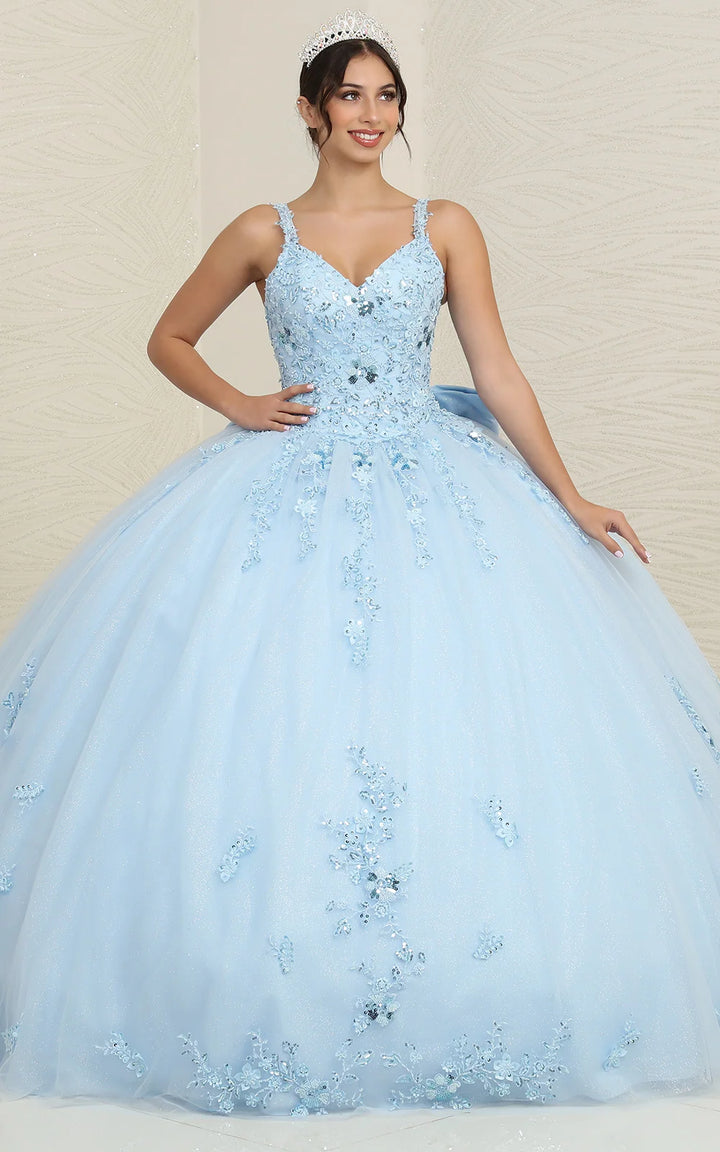 Applique Sleeveless Ball Gown by May Queen LK174