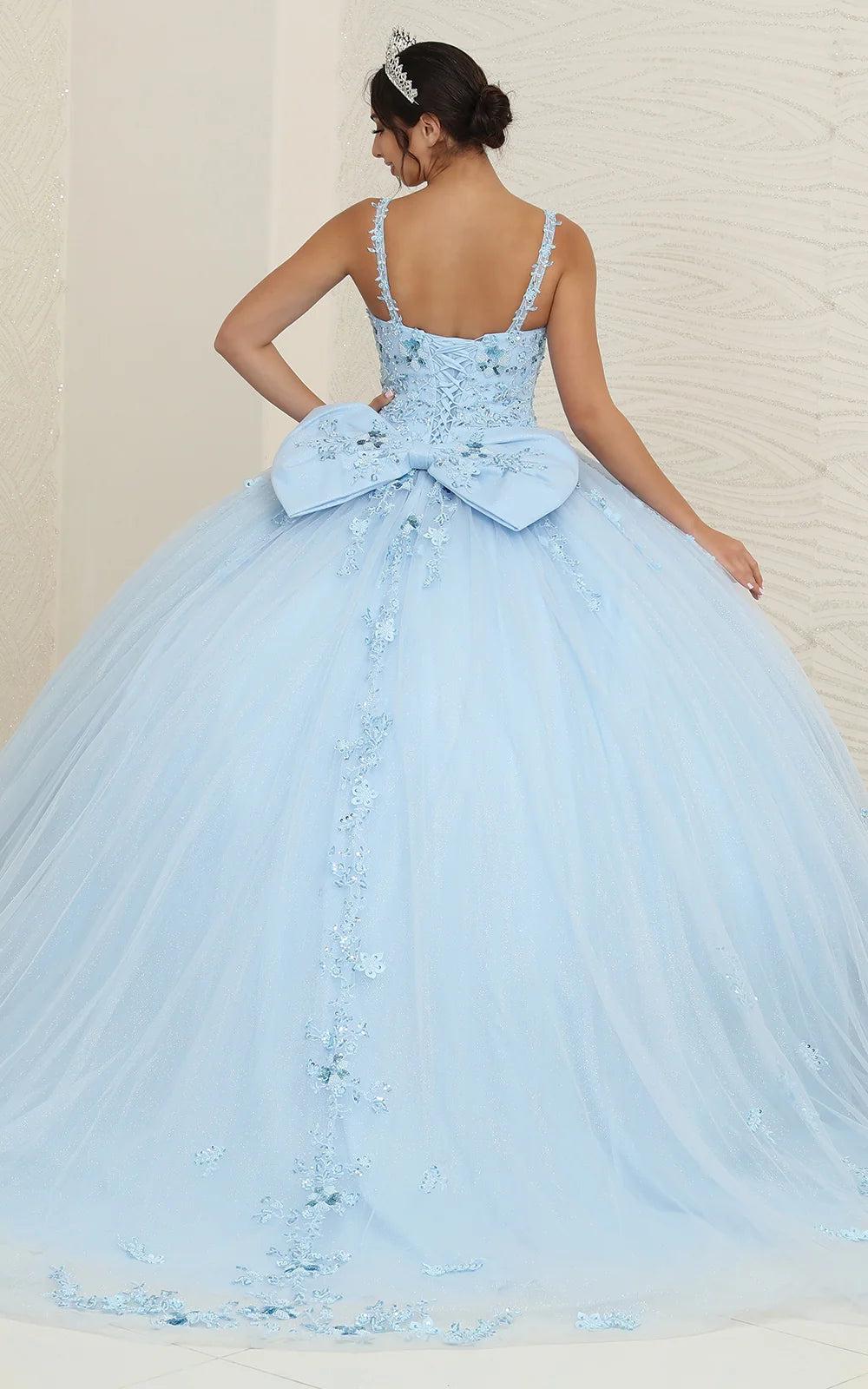 Applique Sleeveless Ball Gown by May Queen LK174