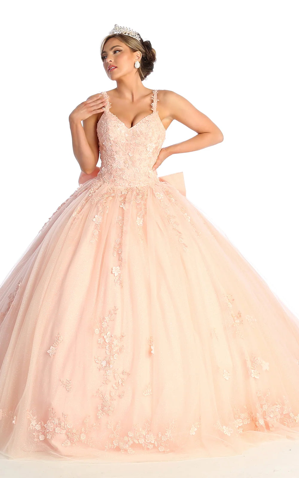 Applique Sleeveless Ball Gown by May Queen LK174