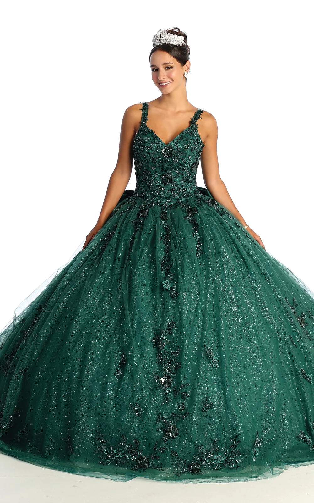 Applique Sleeveless Ball Gown by May Queen LK174