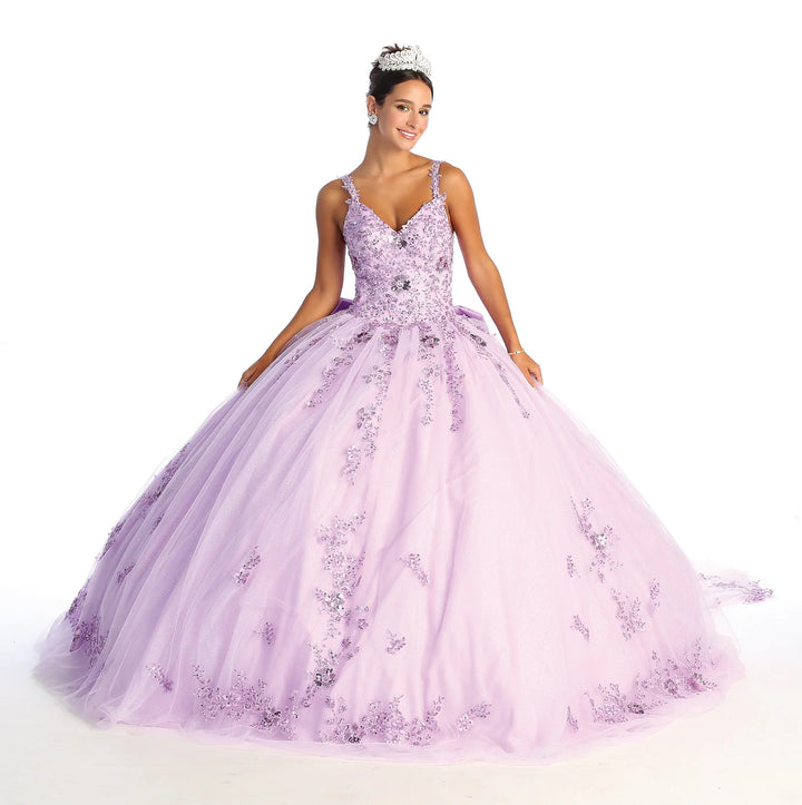 Applique Sleeveless Ball Gown by May Queen LK174