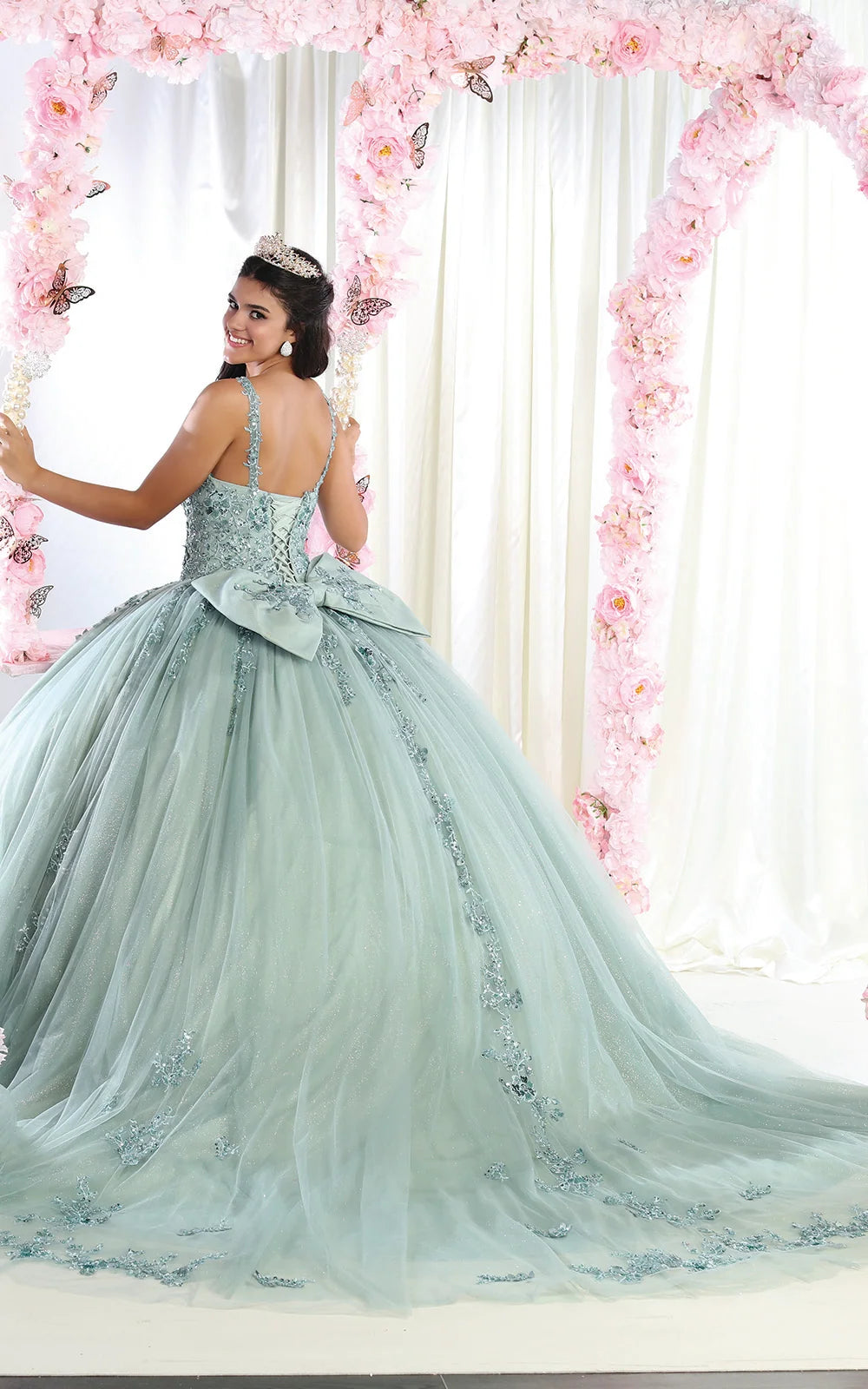 Applique Sleeveless Ball Gown by May Queen LK174