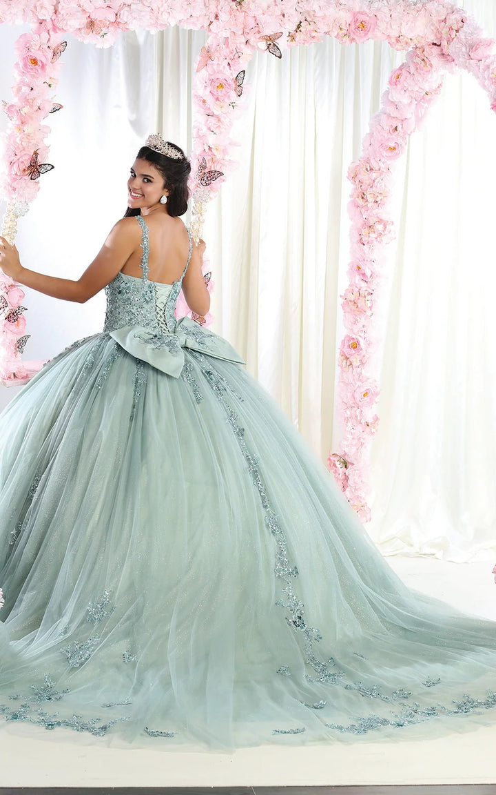 Applique Sleeveless Ball Gown by May Queen LK174